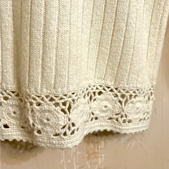 Koret Silk/Angora/Lambswool Cream Button Up Sweater with Crochet Det… - Picture 15 of 16